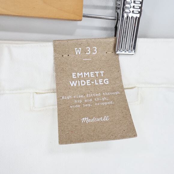 Madewell The Emmett Wide Leg Welt Pocket Jean Tile White Size 33 NWT - Picture 3 of 7